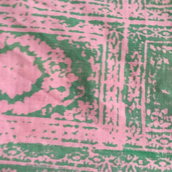 Vtg Douglas Ram Samuj Pink & Green Abstract Hand Printed Textile Yardage Fabric - Picture 14 of 14